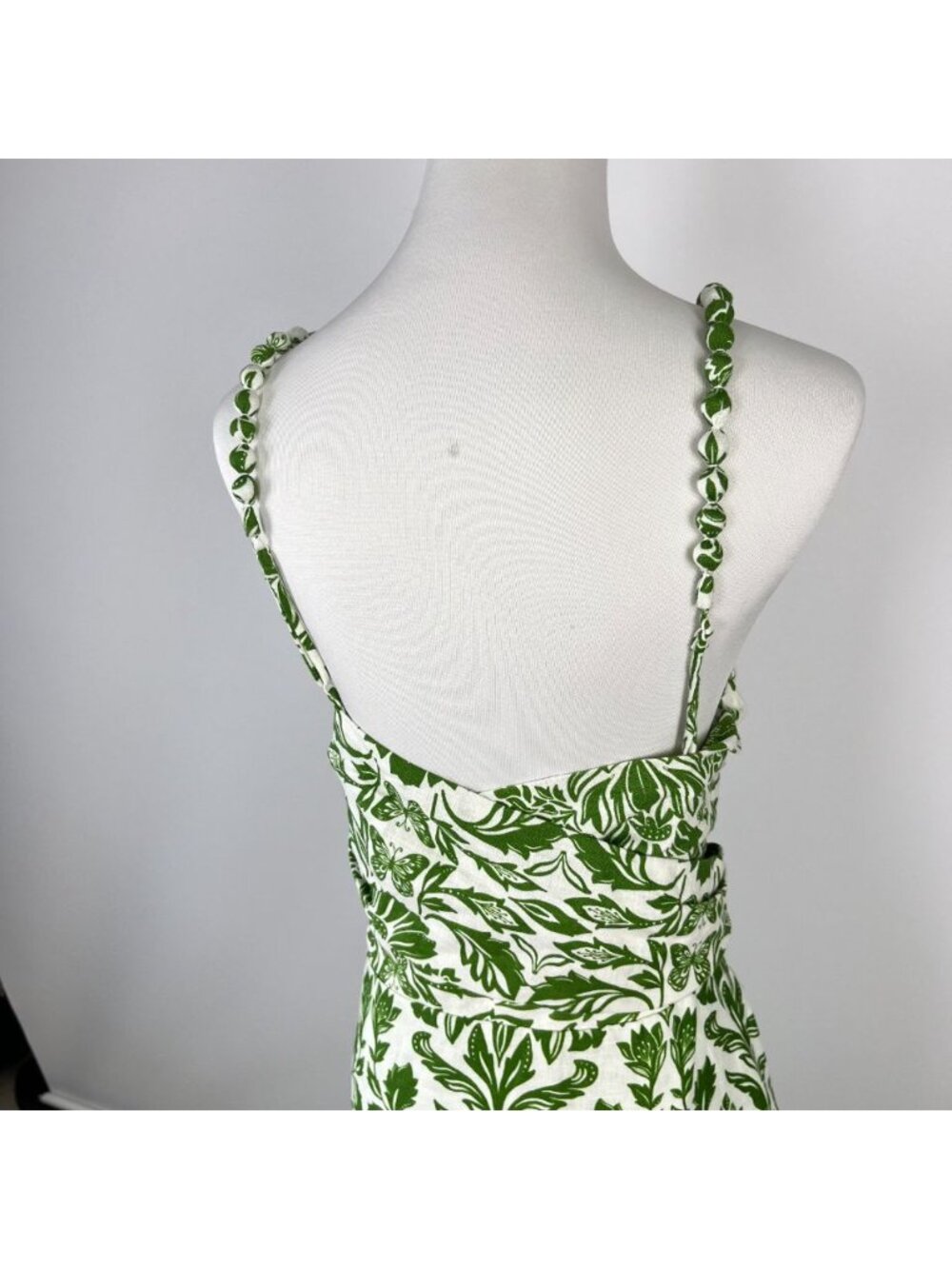 NWOT Farm Rio Floral Delicate Tapestry Linen Drop-Waist Midi Dress Size XS Green - Picture 7 of 11